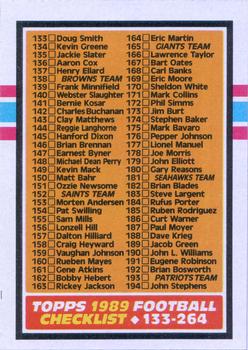 1989 Topps #395 Checklist: 133-264 Front