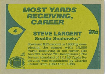 1989 Topps #4 Steve Largent Back