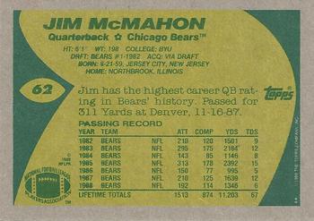 1989 Topps #62 Jim McMahon Back