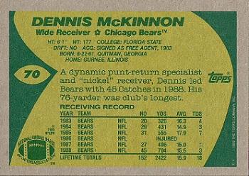 1989 Topps #70 Dennis McKinnon Back