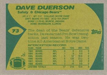 1989 Topps #73 Dave Duerson Back