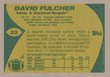 1989 Topps #33 David Fulcher Back