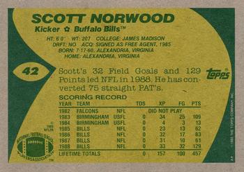 1989 Topps #42 Scott Norwood Back