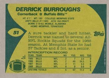 1989 Topps #51 Derrick Burroughs Back