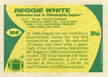 1989 Topps #108 Reggie White Back