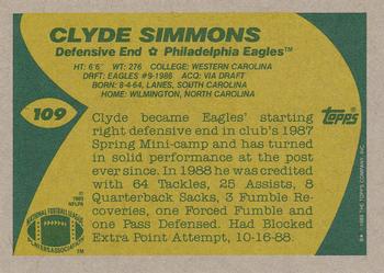 1989 Topps #109 Clyde Simmons Back