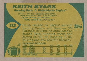 1989 Topps #112 Keith Byars Back