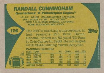 1989 Topps #115 Randall Cunningham Back