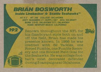 1989 Topps #192 Brian Bosworth Back
