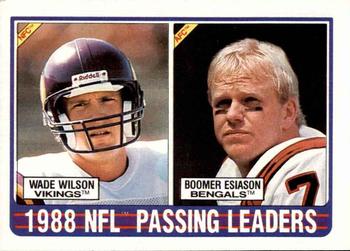 1989 Topps #217 1988 NFL Passing Leaders (Wade Wilson / Boomer Esiason) Front