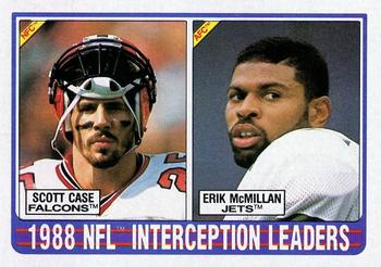 1989 Topps #221 1988 NFL Interception Leaders (Scott Case / Erik McMillan) Front