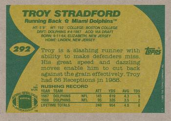 1989 Topps #292 Troy Stradford Back