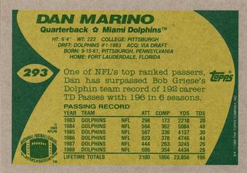 1989 Topps #293 Dan Marino Back