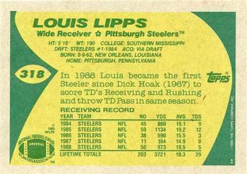 1989 Topps #318 Louis Lipps Back