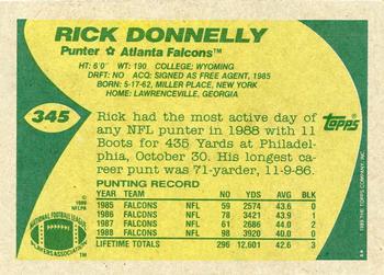1989 Topps #345 Rick Donnelly Back