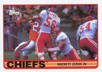 1989 Topps #348 Chiefs Team Leaders (Hackett Zeros In) Front