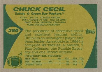 1989 Topps #380 Chuck Cecil Back