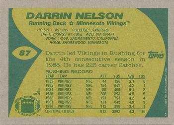 1989 Topps #87 Darrin Nelson Back