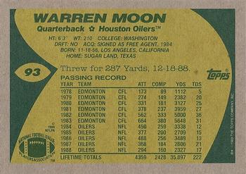 1989 Topps #93 Warren Moon Back