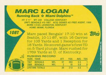 1989 Topps Traded #108T Marc Logan Back