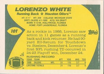 1989 Topps Traded #10T Lorenzo White Back