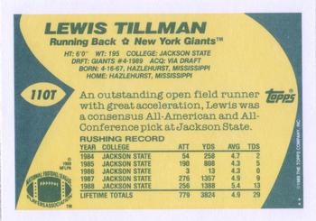 1989 Topps Traded #110T Lewis Tillman Back