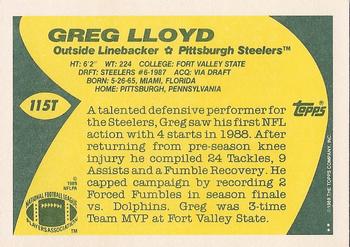 1989 Topps Traded #115T Greg Lloyd Back