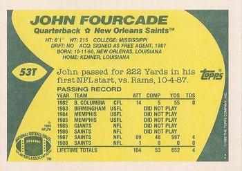 1989 Topps Traded #53T John Fourcade Back