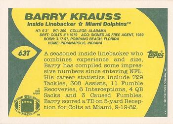 1989 Topps Traded #63T Barry Krauss Back