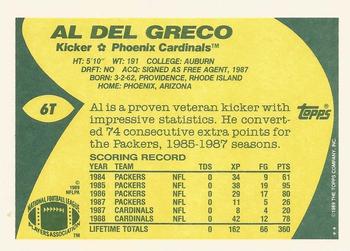 1989 Topps Traded #6T Al Del Greco Back