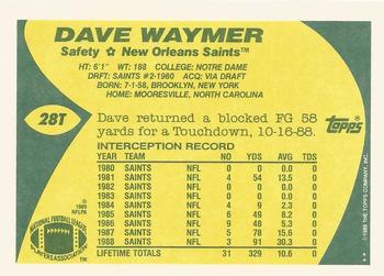 1989 Topps Traded #28T Dave Waymer Back