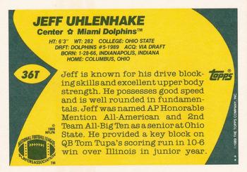 1989 Topps Traded #36T Jeff Uhlenhake Back