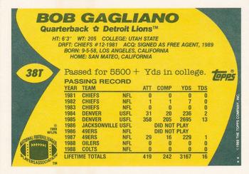 1989 Topps Traded #38T Bob Gagliano Back