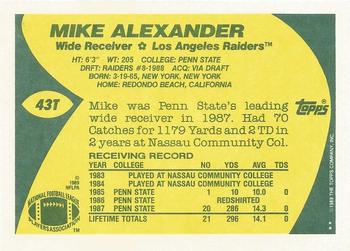 1989 Topps Traded #43T Mike Alexander Back
