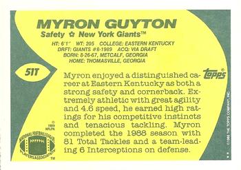 1989 Topps Traded #51T Myron Guyton Back