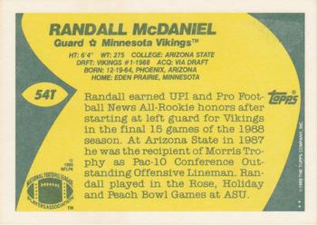 1989 Topps Traded #54T Randall McDaniel Back