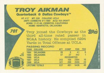 1989 Topps Traded #70T Troy Aikman Back