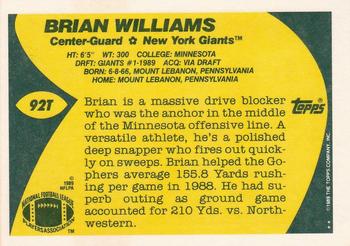 1989 Topps Traded #92T Brian Williams Back