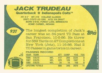 1989 Topps Traded #93T Jack Trudeau Back