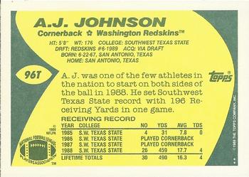1989 Topps Traded #96T A.J. Johnson Back