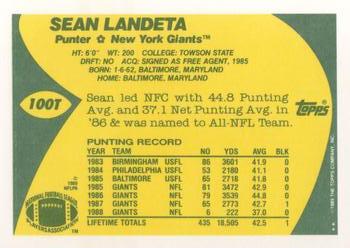 1989 Topps Traded #100T Sean Landeta Back