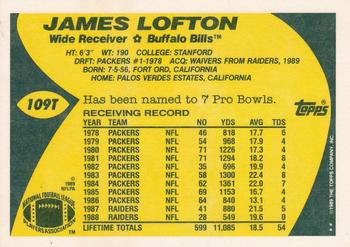 1989 Topps Traded #109T James Lofton Back