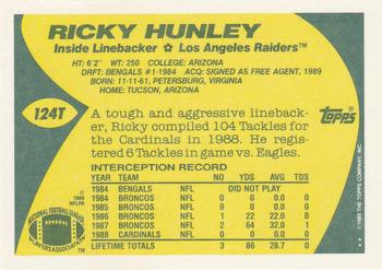 1989 Topps Traded #124T Ricky Hunley Back