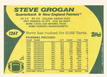 1989 Topps Traded #126T Steve Grogan Back