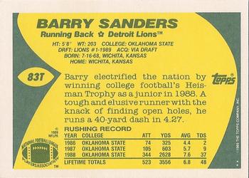 1989 Topps Traded #83T Barry Sanders Back