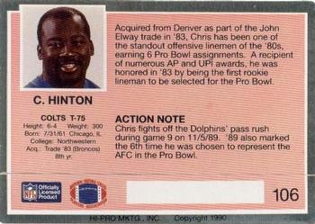 1990 Action Packed #106 Chris Hinton Back