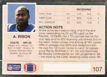 1990 Action Packed #107 Andre Rison Back
