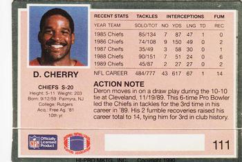 1990 Action Packed #111 Deron Cherry Back