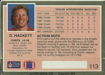 1990 Action Packed #113 Dino Hackett Back