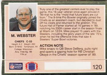 1990 Action Packed #120 Mike Webster Back
